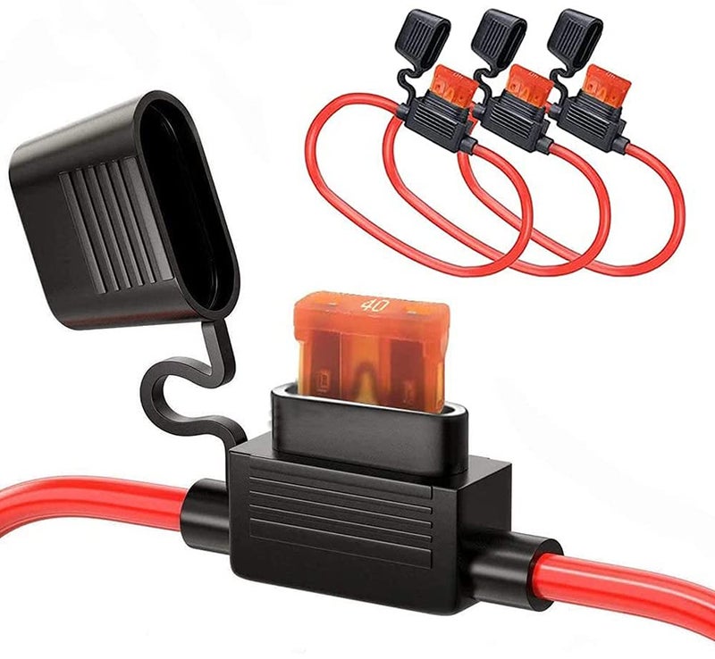 MCIGICM حامل فيوز MCIGICM مدمج 10 قياس، مقاوم للماء مع فيوز 40 أمبير، 10 AWG، 3 عبوة - Image 1